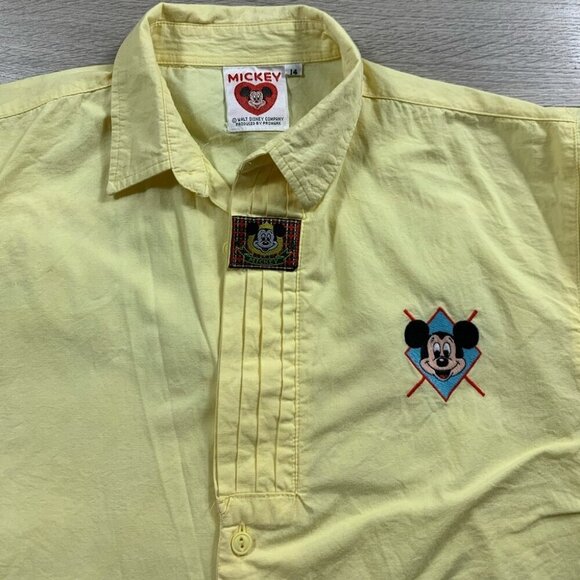 American Vintage Disney Mickey Mouse Yellow Kids Cotton Shirt - Picture 3 of 8